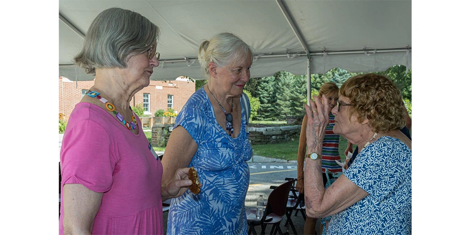 LifeTimes contributors Lee Brami, Anita Myer, and Tamara Havens at July 19 reception