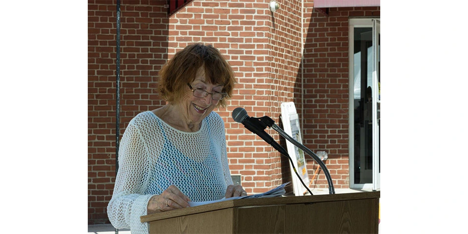LifeTimes Editor Pam Moriarty presenting the contributors to the Winter and Summer 2022 issues